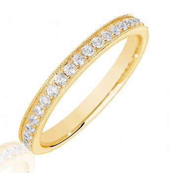 18ct Gold .25ct Diamond Micro Claw Set Wedding Ring
