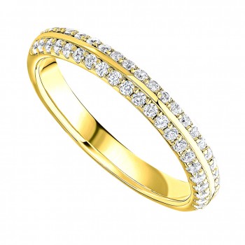 18ct Gold Double Row Diamond Knife Edge Eternity band ring