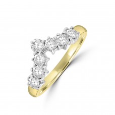 18ct Gold 7-stone .70ct Diamond Wishbone shaped Eternity Ring