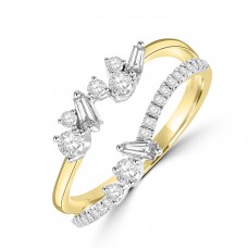 18ct Gold 2-row Diamond Baguette Chaos Ring