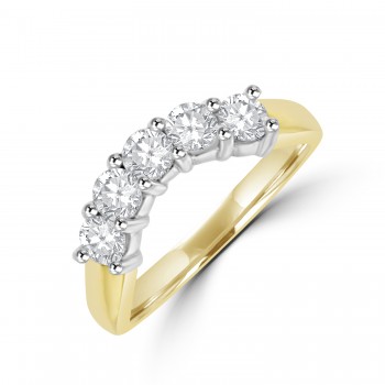 18ct Gold 5-stone Diamond Bow Shaped Eternity Ring