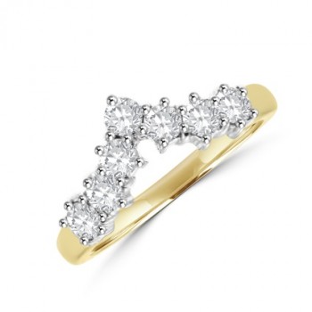 18ct Gold Seven Diamond Wishbone Shaped Eternity ring