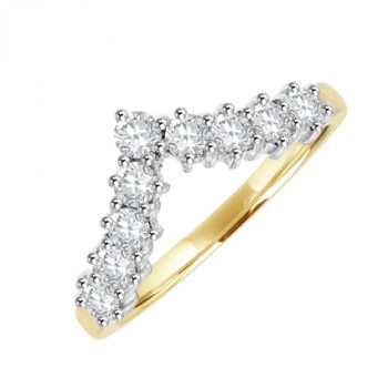18ct Gold Nine Diamond Wishbone Shaped Eternity ring