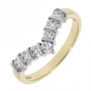 18ct Gold Seven Diamond Wishbone Bar Eternity ring