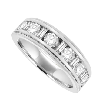 18ct White Gold Brilliant & Baguette Diamond Eternity Ring