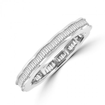 18ct White Gold Baguette Diamond Wavy Full hoop ring