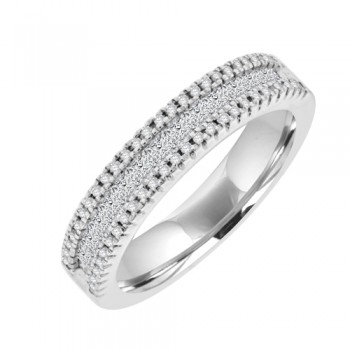 18ct White Gold 3 Row Diamond Eternity Style Ring.