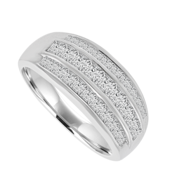 18ct White Gold 3-Row Princess cut Diamond Eternity Ring