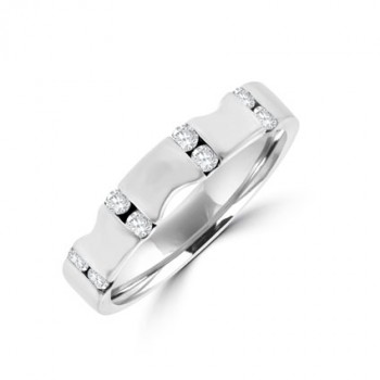 18ct White Gold Diamond set Wave-shaped Eternity Ring