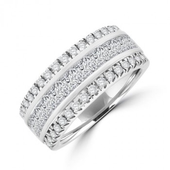18ct White Gold Princess & Brilliant cut Diamond Eternity Ring