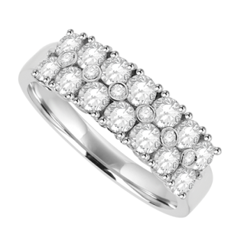 18ct White Gold 20-stone Diamond Double Row Eternity Ring