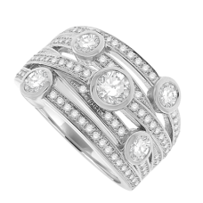 18ct White Gold 5 Row Diamond Scatterset Eternity Ring