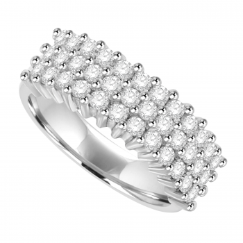 18ct White Gold 3-Row Diamond Eternity Ring