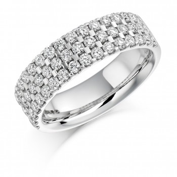 18ct White Gold 3-Row Diamond Eternity Ring
