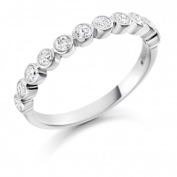18ct White Gold 11-stone Diamond Rubover Eternity Ring