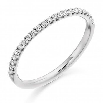 18ct White Gold Diamond Micro Claw set Wedding Ring