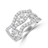 18ct White Gold 3-Row Scatterset Eternity Ring
