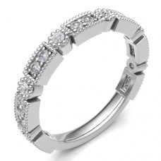 18ct White Gold Diamond Rectangle & Round Petals Eternity Ring