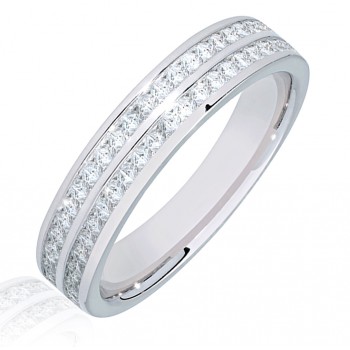 18ct White Gold Double Row Princess cut Diamond Eternity Ring