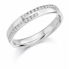 18ct White Gold Diamond Cross over Channel Wedding Ring