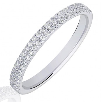 18ct White Gold Double Row Diamond Wedding Ring