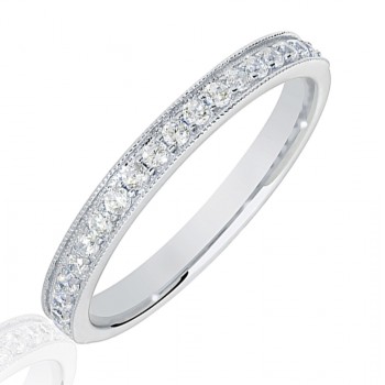 18ct White Gold .25ct Diamond Micro claw set Wedding Ring