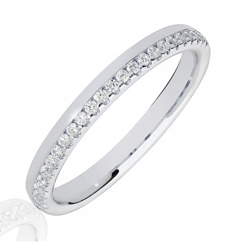 18ct White Gold .15ct Diamond Offset Wedding Ring