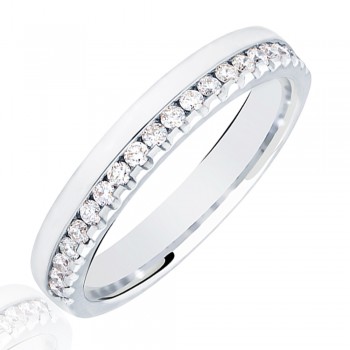 18ct White Gold .33ct Diamond Offset Wedding Ring