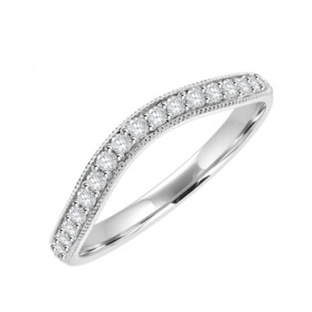 18ct White Gold Diamond Grain Set Bow Shaped Wedding Ring