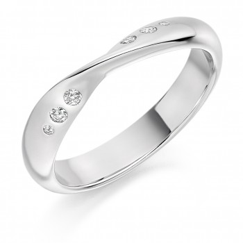 18ct White Gold Diamond Set Twist Wedding Ring