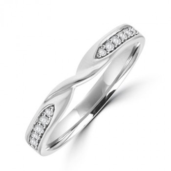 18ct White Gold Diamond Twist Wedding Ring