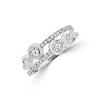 18ct White Gold Two-row Crossover Eternity Ring