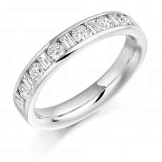 Baguette & Brilliant cut Diamond Wedding / Eternity Ring