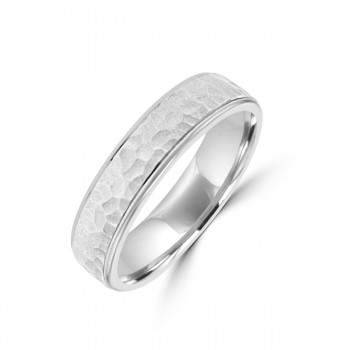 Platinum 5mm Hammered Wedding Ring