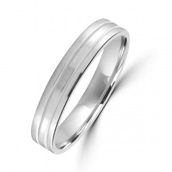Platinum 4mm Lined Satin Wedding Ring