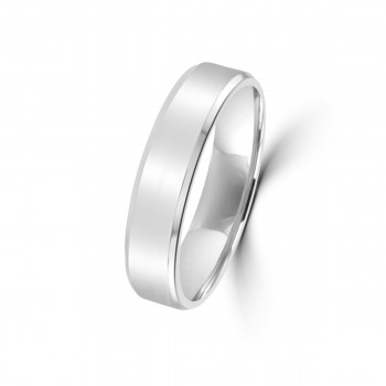 18ct White Gold Polished Flat Wedding Ring