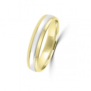 18ct Yellow and White Gold 4mm Wedding Ring