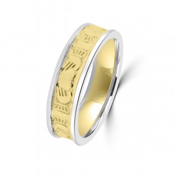 9ct Yellow/White Claddagh Wedding Ring