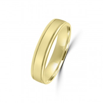 9ct Yellow Gold 4mm Lined Wedding Ring