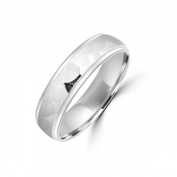 9ct White Gold 5mm Hammered Wedding Ring