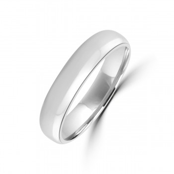 9ct White Gold 5mm Plain Wedding Ring