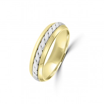 9ct Yellow/White Gold 5mm Twist Wedding Ring