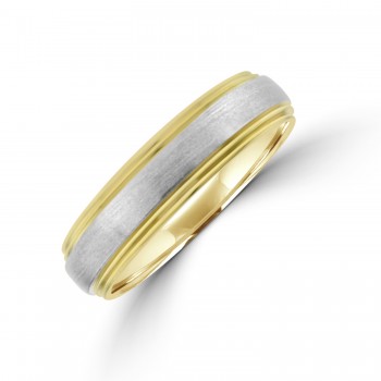 9ct Gold 5mm Wedding Ring with Brushed Palladium Sleeve