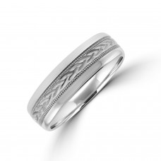 Platinum 6mm Court Patterned Wedding Ring
