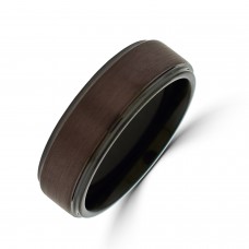 Tungsten Band Ring made with Black Base and Brown Sleeve