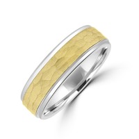 Tungsten Band Ring with Hammered Yellow Centre