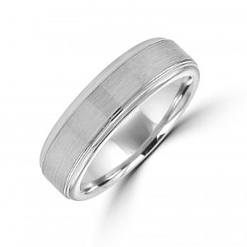 Tungsten Flat court Band Ring with Brushed centre