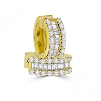 18ct Gold Three-row Baguette Cluster stud earrings