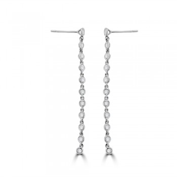 18ct White Gold Diamond Tassle Drop Earrings