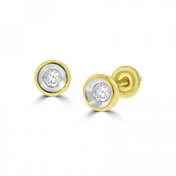 18ct Gold Full Moon .25ct Diamond Stud Earrings